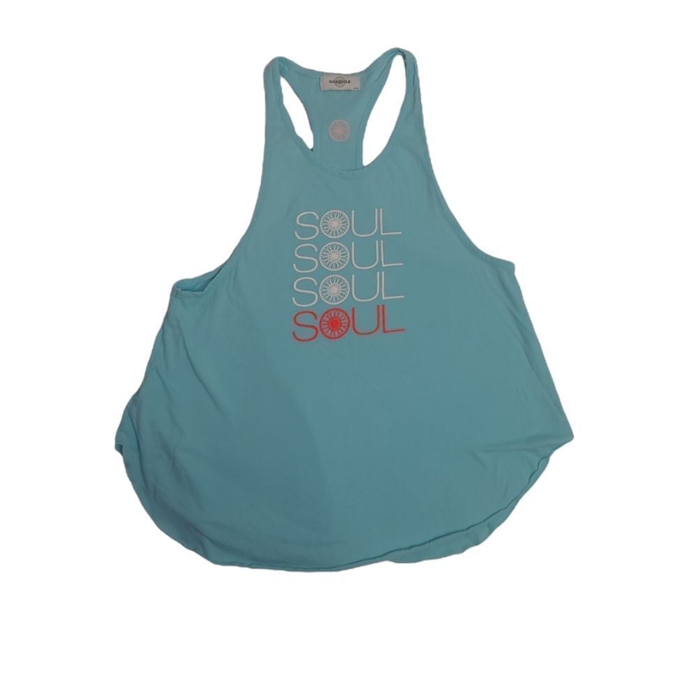 SOULCYCLE blue racer back logo loose fit tank top S